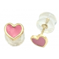 Earrings gold K14 Pink heart