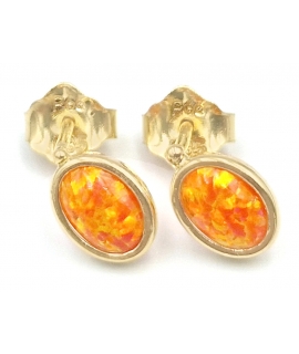 Earrings children Gold with orange opal 2