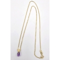 Necklace Gold K14 amethyst tear