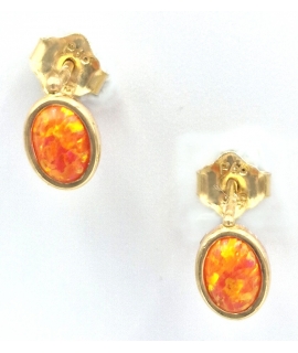 Earrings children Gold with orange opal