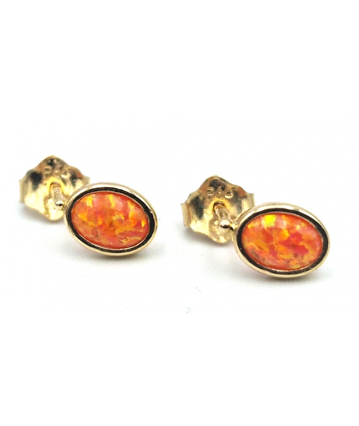 Earrings children Gold with orange opal