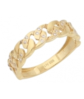 Ring gold K14 with zircons like Chain