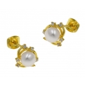 Earrings Silver Hanging "Pearl with zircons"