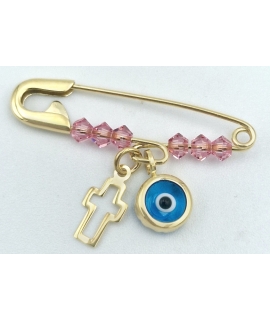 Child Pendant Gold "Girl & cross"