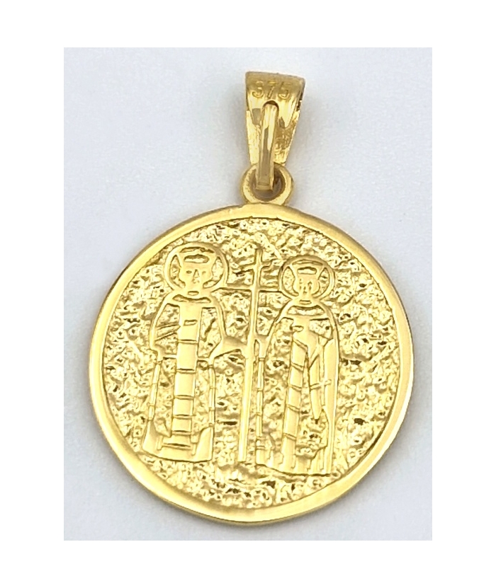 Pendant gold K9 twin side