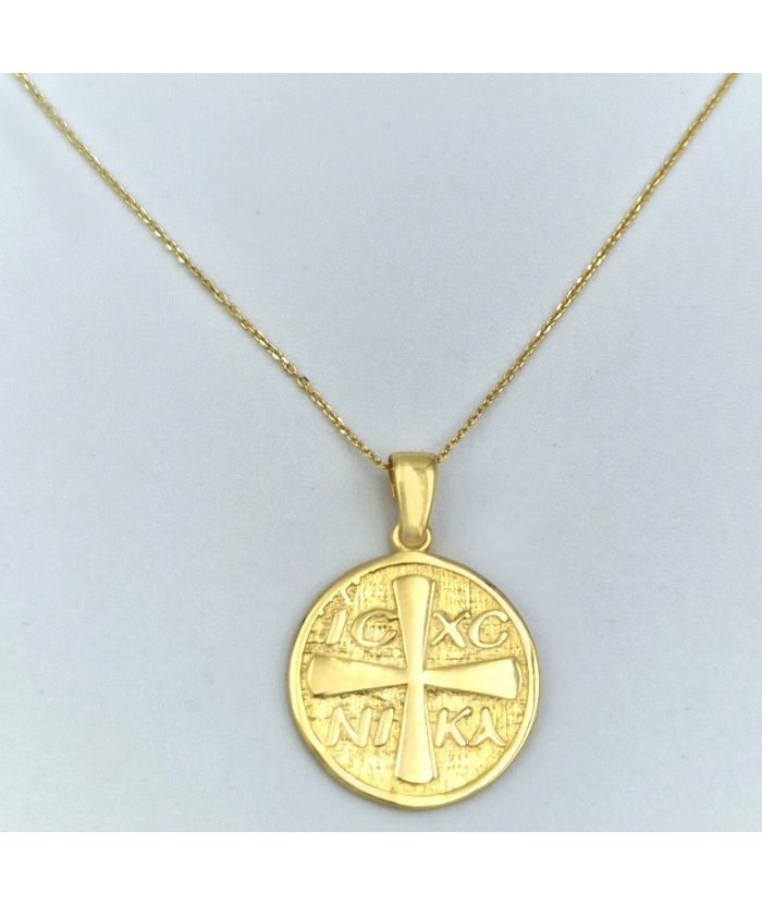 Pendant gold K9 twin side
