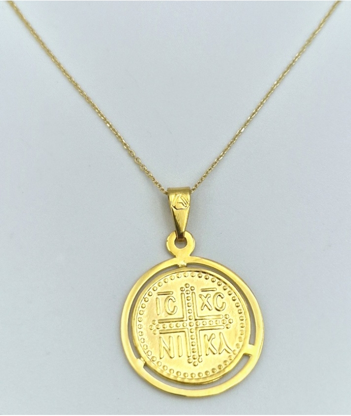 Pendant gold K9 twin side