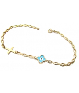 Bracelet Gold Κ14 ''Eye and Cross''