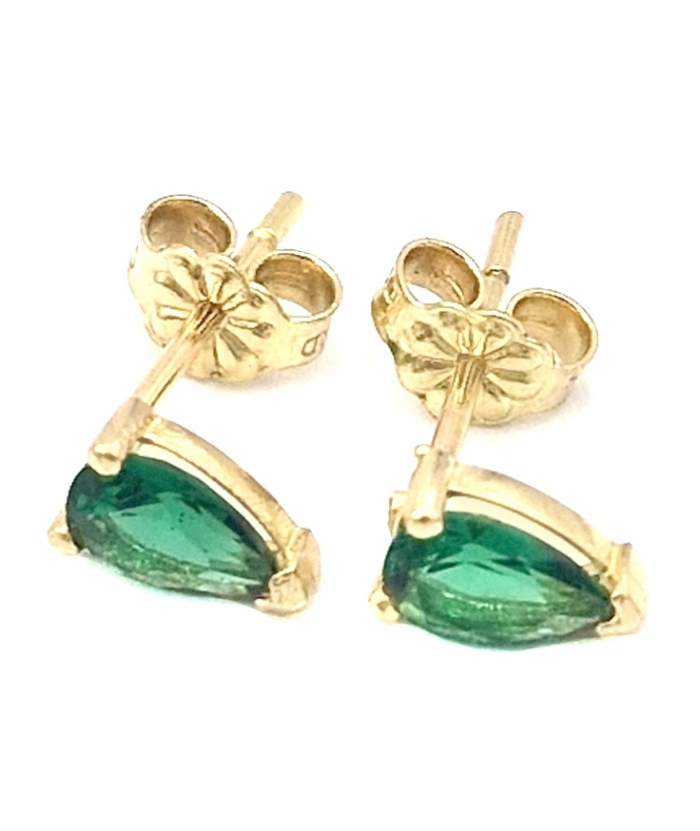Earrings Gold K14 green tear