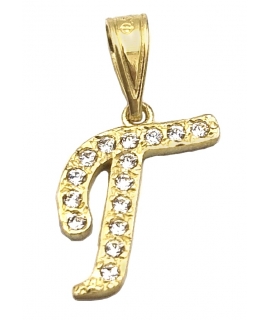 Monogram Gold K14 letter Γ with zircons