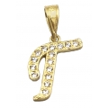 Monogram Gold K14 letter Γ with zircons