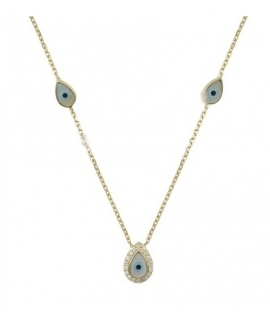 Necklace gold Κ14 eyes