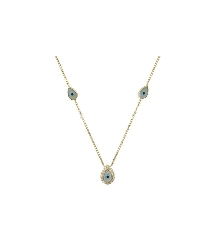 Necklace gold Κ14 eyes