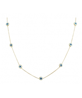 Necklace gold Κ14 white eyes