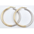 Earrings sleepers gold K9 twin color 30mm