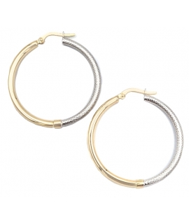 Earrings sleepers gold K9 twin color 30mm