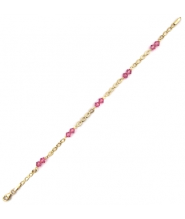 Bracelet Gold K9 with pink balls 2