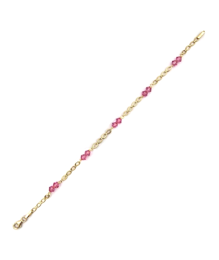 Bracelet Gold K9 with pink balls