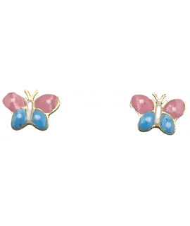 Earrings gold K9 Butterfly with enamel ER2321