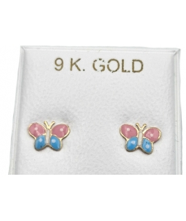 Earrings gold K9 Butterfly with enamel ER2321 2