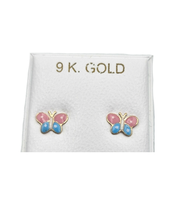 Earrings gold K9 Butterfly with enamel ER2321