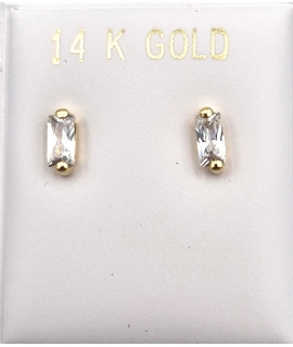Earrings gold K14 Zircon 6mm 2