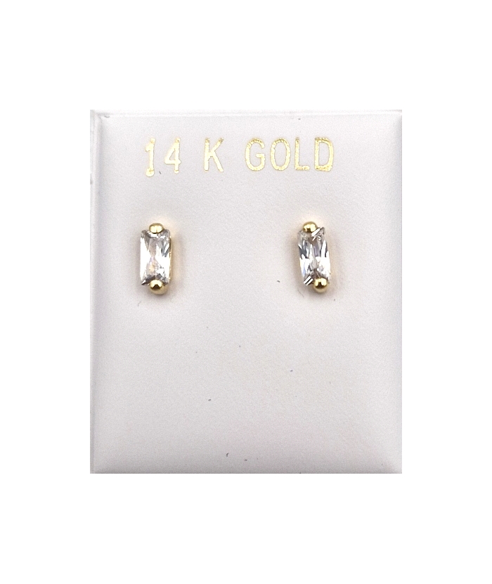 Σκουλαρίκια Χρυσά Κ14 Μονόπετρα με Zircon 6mm