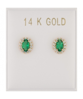 Earrings gold K14 Rosette star Emerald 2