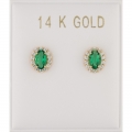Earrings gold K14 Rosette star Emerald