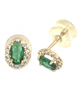 Earrings gold K14 Rosette star Emerald
