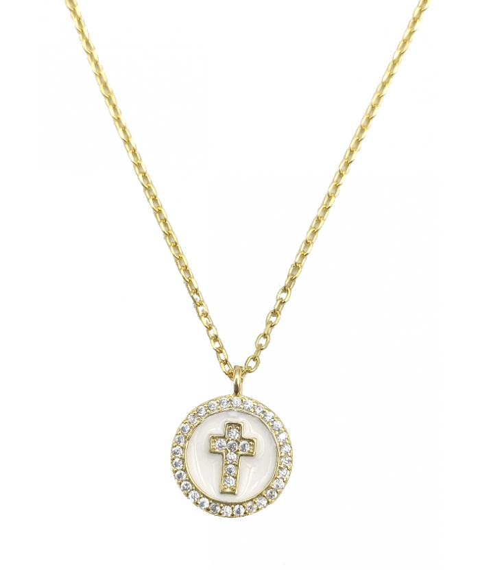 Necklace Silver 'Cross' enamel