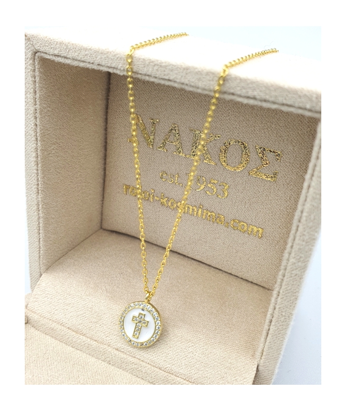 Necklace Silver 'Cross' enamel