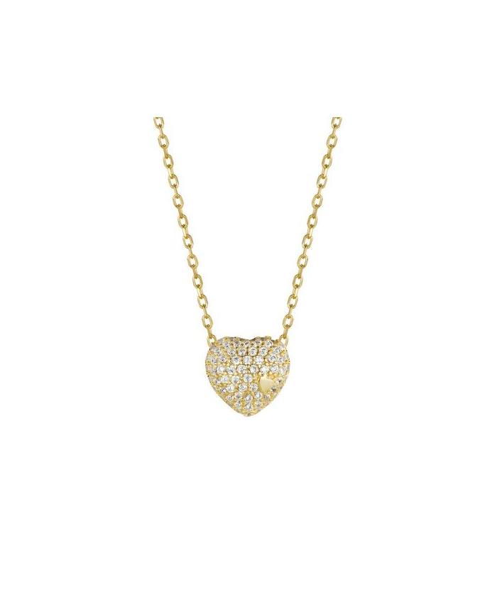Necklace Silver "Hearts with zircon"
