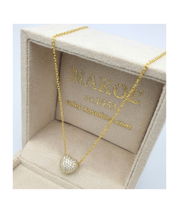 Necklace Silver "Hearts with zircon"