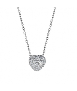 Necklace Silver "Hearts with zircon"