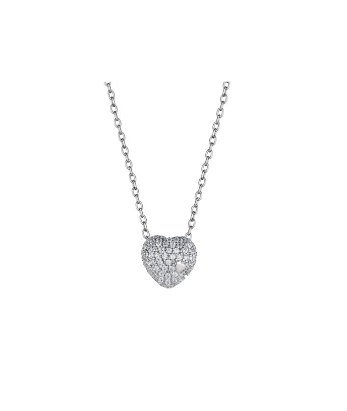 Necklace Silver "Hearts with zircon"