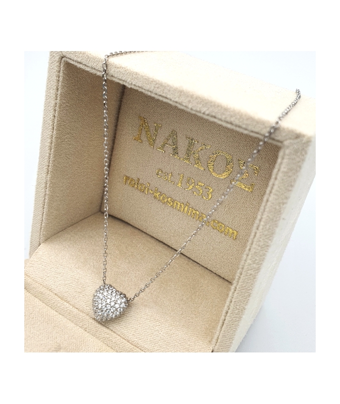 Necklace Silver "Hearts with zircon"