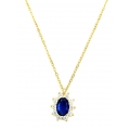 Necklace Silver 925° Rozeta with green stone