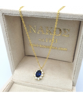 Necklace Silver 925° Rozeta with green stone 2