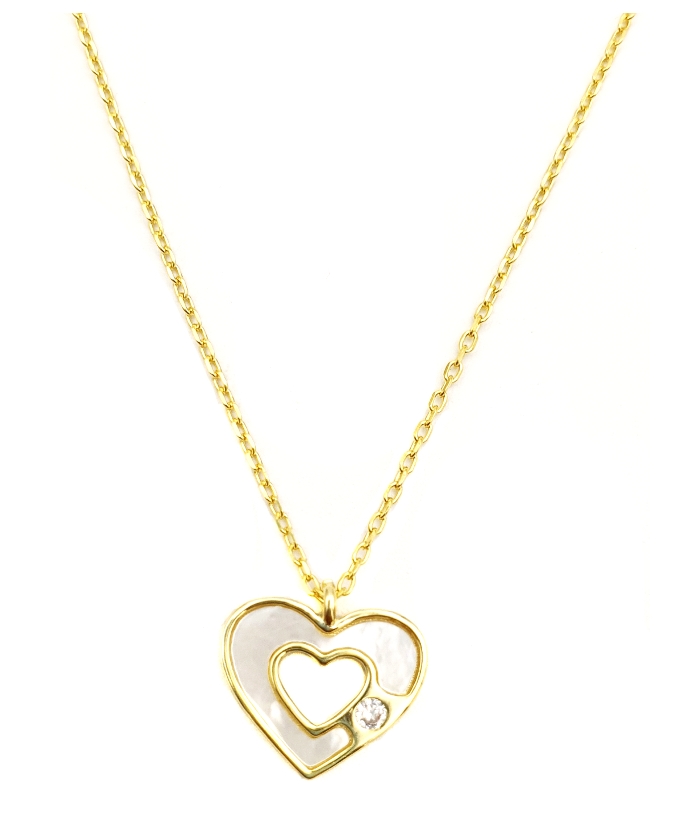 Necklace Silver Double Heart