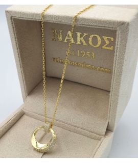 Κολιέ Ασημένιο 925° Επίχρυσος Κύκλος με Ζιργκόν 2