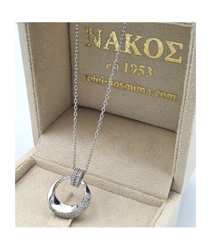 Κολιέ Ασημένιο 925° Κύκλος με Ζιργκόν