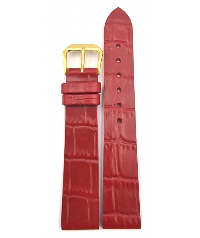 Leather Strap TZEVELION ART410 red crocodile 18mm