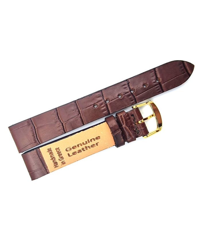 Λουράκι Δερμάτινο καφέ κροκό 18mm TZEVELION ART410 Brown