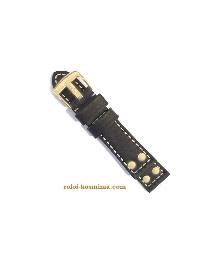 Leather Strap TZEVELION ART2844G Black 22mm