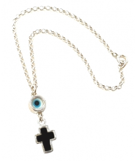 Car Amulet Silver 925° Cross black onyx
