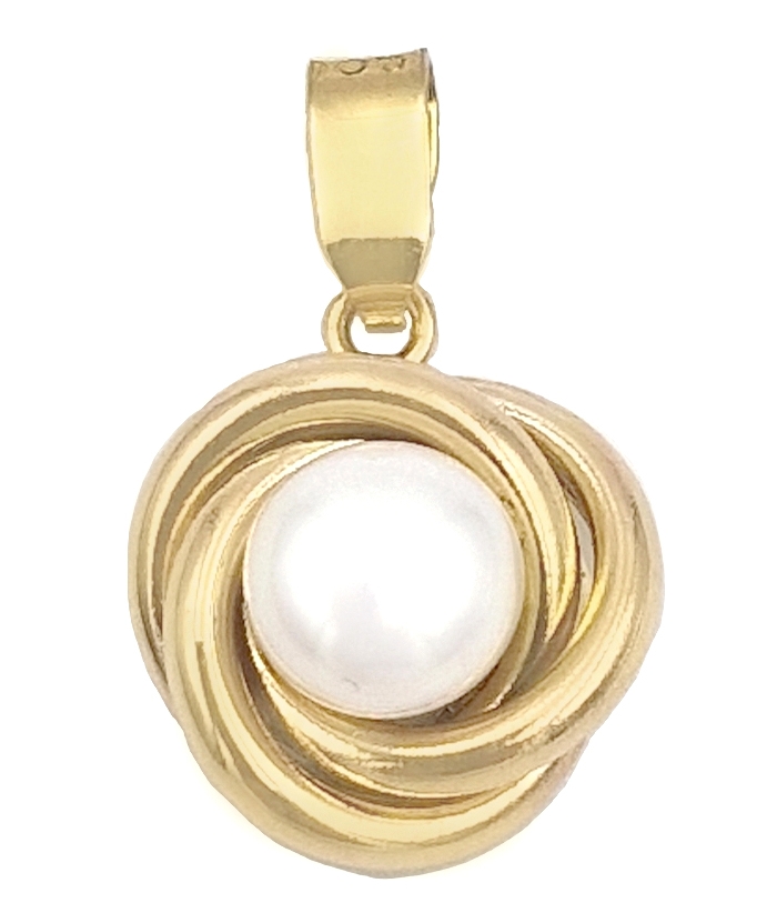 Necklace gold Κ14 pearl