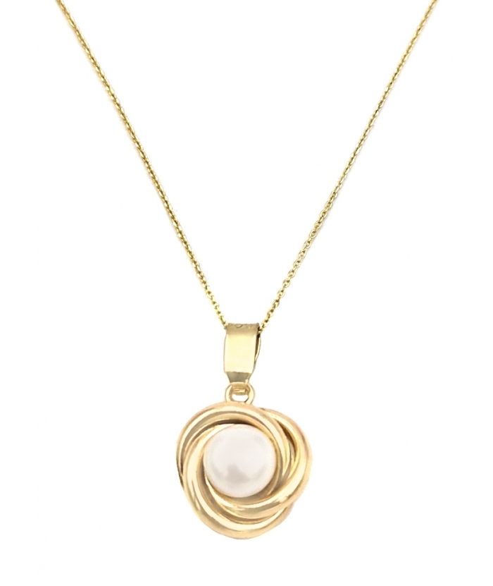Necklace gold Κ14 pearl