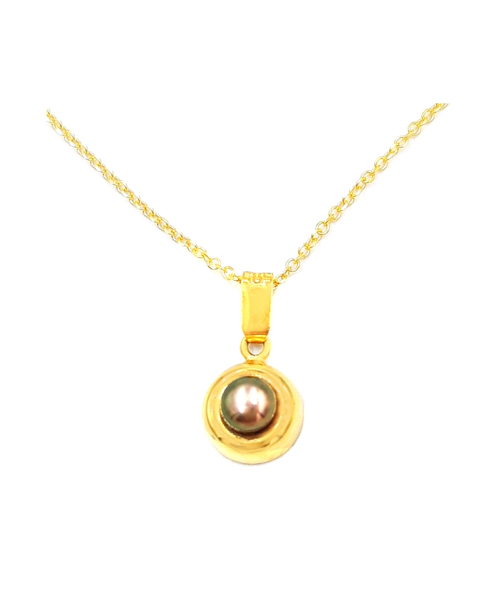 Necklace gold rubber ''Black pearl''