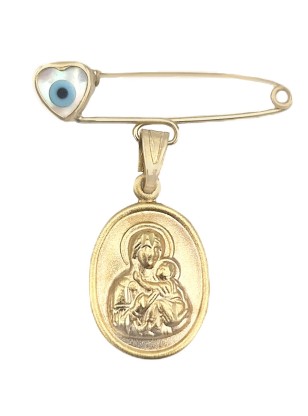 Child Pendant Gold Κ14 Mary oval